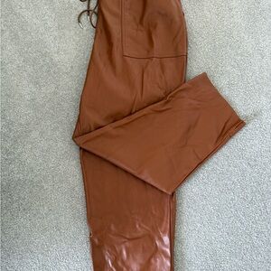 Target Brown Faux Leather Trousers Sleek Design